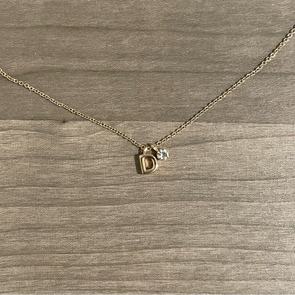 Banana Republic golden initial D necklace with crystal accent New